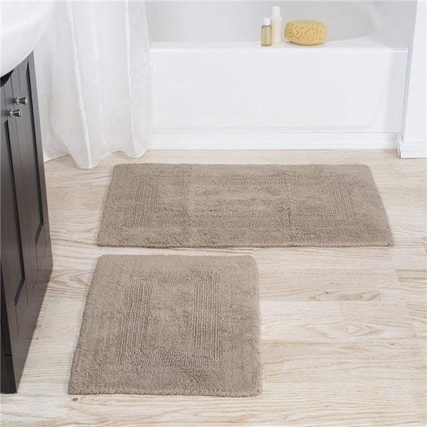 Bedford Home Bedford Home 67A-01684 100 Percent Cotton 2 Piece Reversible Rug Set - Taupe - 67A-01684
