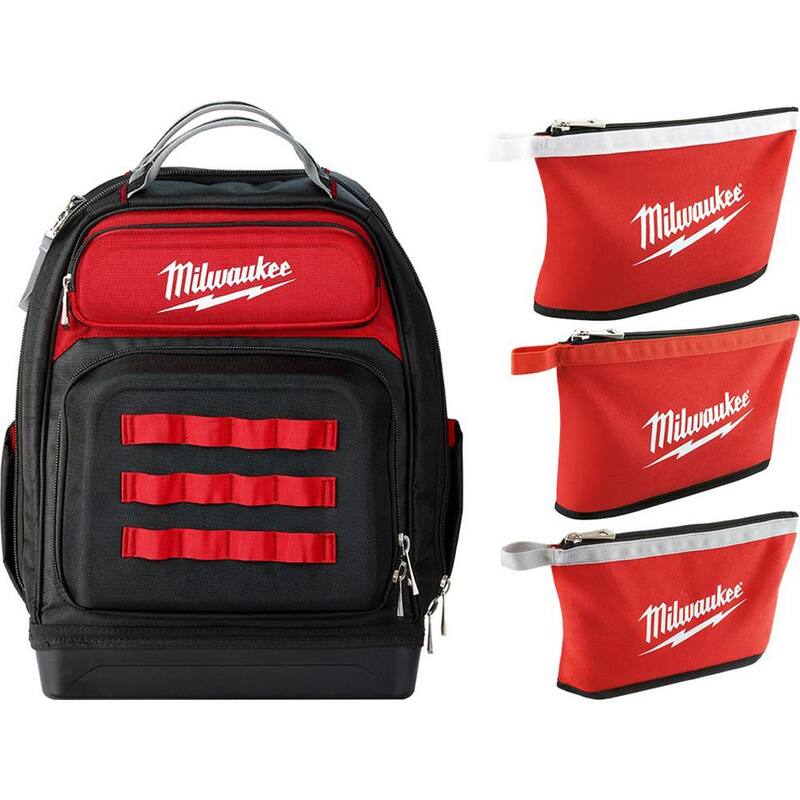 Milwaukee 15 in. Ultimate Jobsite Backpack with 12 in. Zipper Tool Bag in Multi-Color (3-Pack) - 48-22-8201-48-22-8193