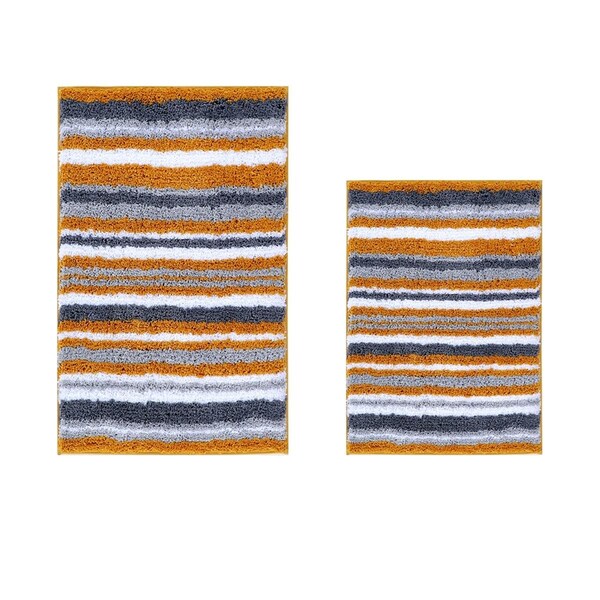 Better Trends Griffie Collection 100% Polyester 2 Piece Set 17' x 24', 20' x 32' Bath Rug Set in Mustard - BAGR2PC1721MUS