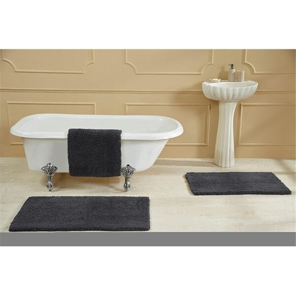 Better Trends Micro Plush Collection 100% Polyester  21' x 34' Rectangle Bath Rug in Charcoal - BAMI2134CHR