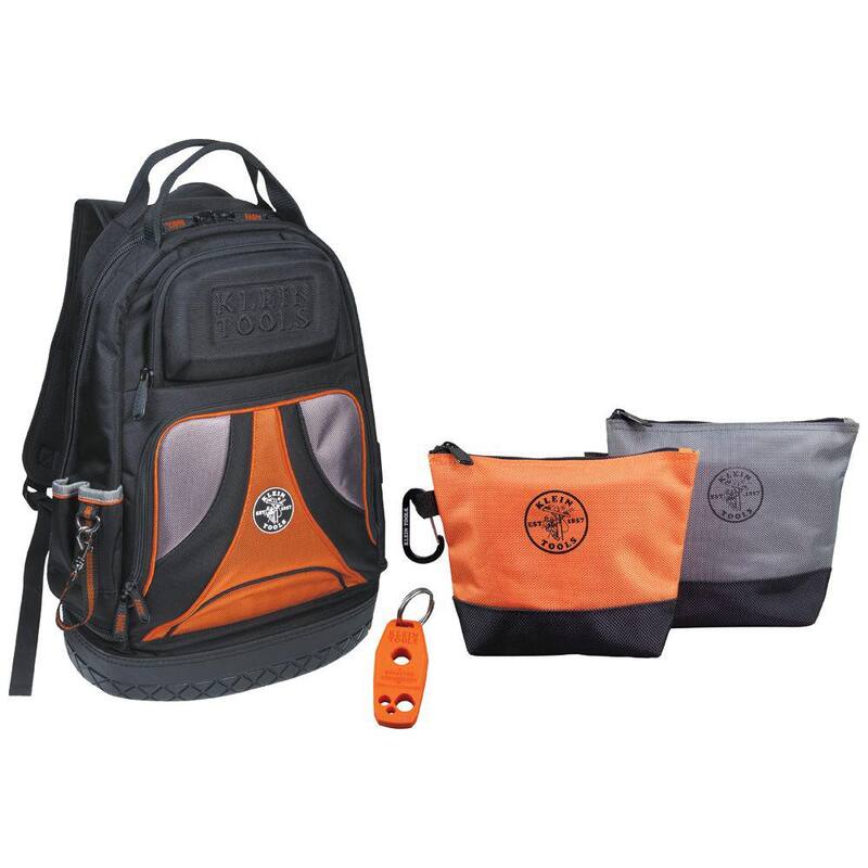 Klein Tools Backpack & Tool Bag Set, Includes 4 Piece, Tradesman Pro Tool Bag Backpack, Zipper Bags and Magnetizer - 80038