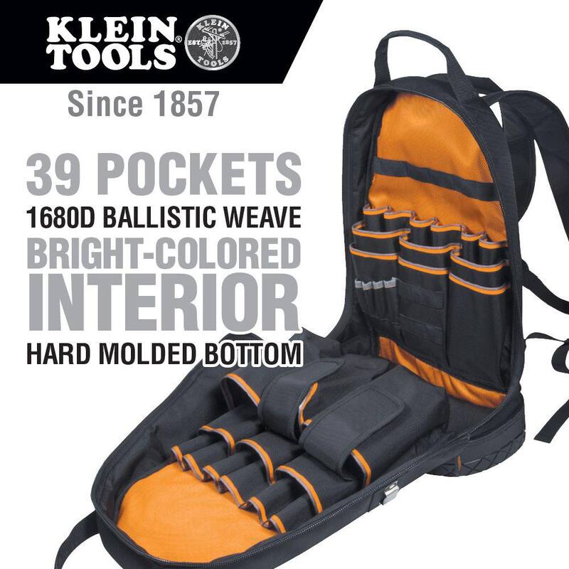 Klein Tools Backpack & Tool Bag Set, Includes 4 Piece, Tradesman Pro Tool Bag Backpack, Zipper Bags and Magnetizer - 80038