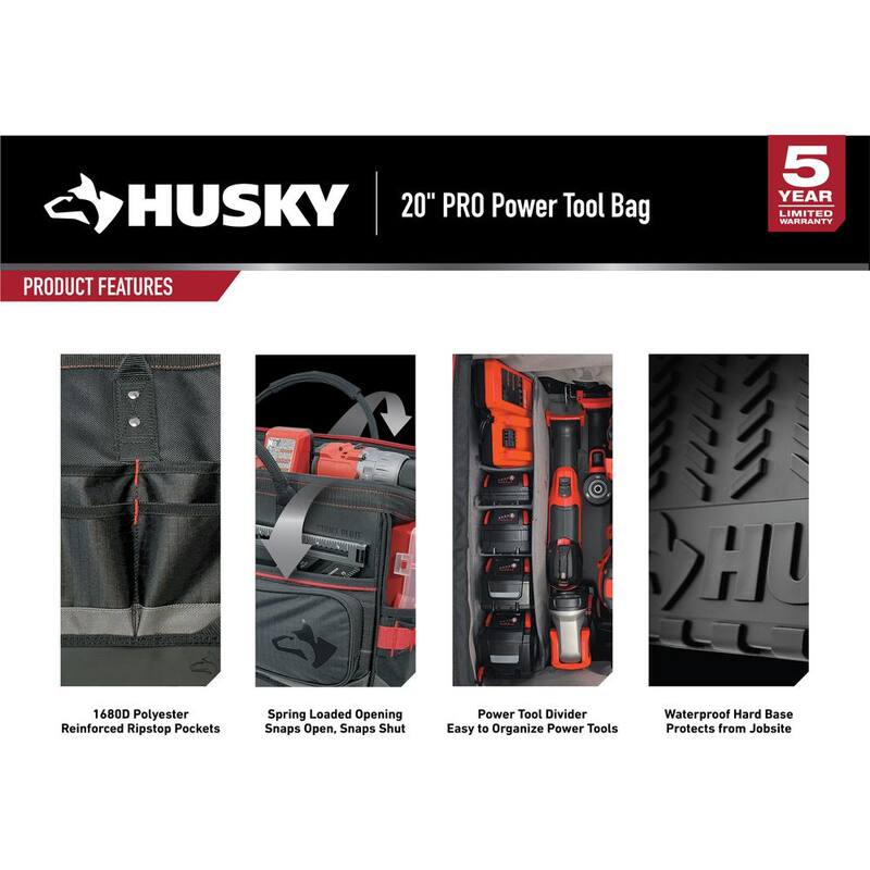 Husky Heavy-Duty 20 in. PRO Power Tool Bag - H-022-SLO