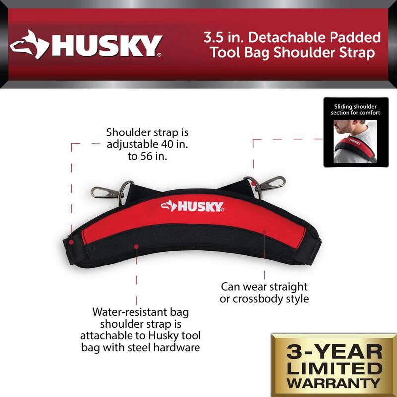 Husky 3.5 in. Detachable Padded Tool Bag Shoulder Strap - HD50300-TH
