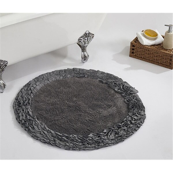 Better Trends Shaggy Border Collection 100% Cotton 30' Round Bath Rug in Gray - BARR30RGRY