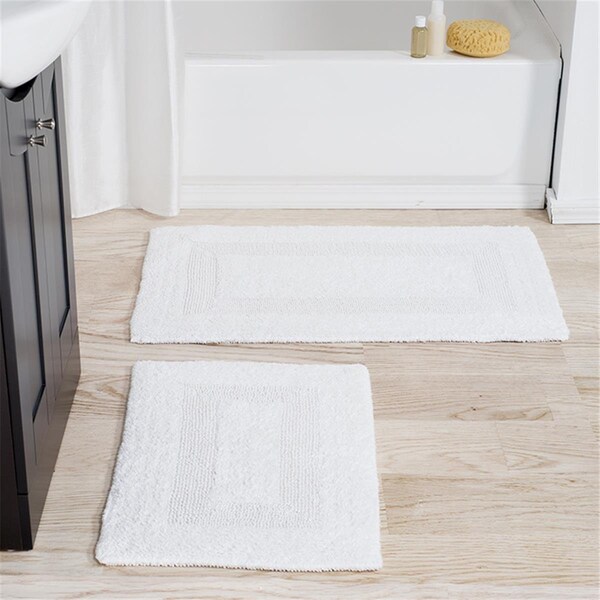 Daphnes Dinnette 100 Percent Cotton 2 Piece Bathroom Runner Set, White - DA3242778