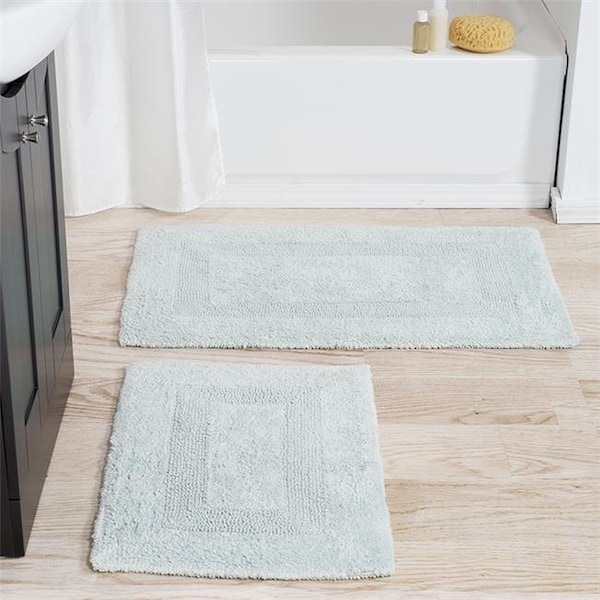 Lavish Home Lavish Home 67-0018-SF 100 Percent Cotton 2 Piece Bathroom Runner Set; Seafoam - 67-0018-SF