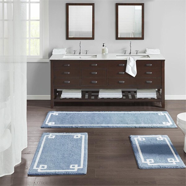 Madison Park Blue 100 Percent Cotton Tufted Bath Rug - MP72-6209