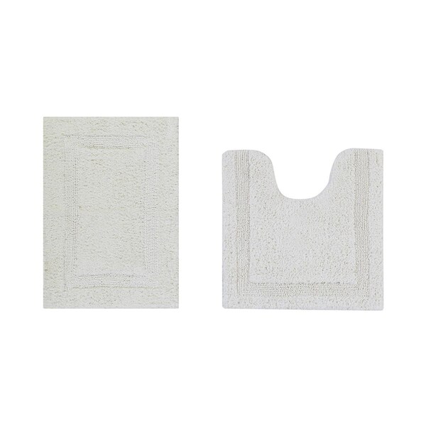 Better Trends Lux Collection 100% Cotton 2 Piece Set 17' x 24', 20' x 20' Bath Rug Set in Ivory - BALU2PC1720NA