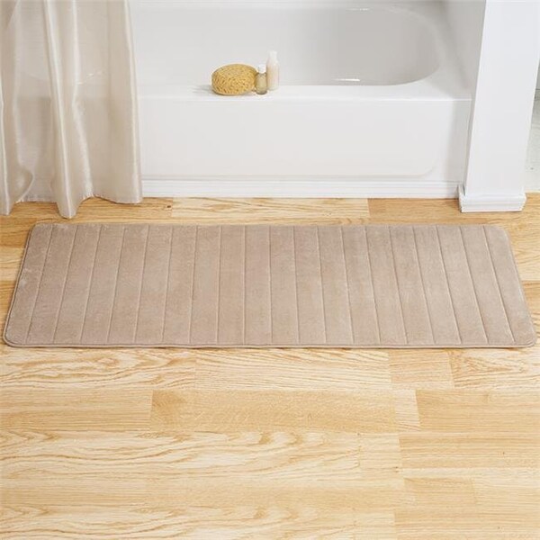 Lavish Home Lavish Home 67-17-T 60 x 24.25 x 0.62 in. Memory Foam Striped Extra Long Bath Mat - Taupe - 67-17-T