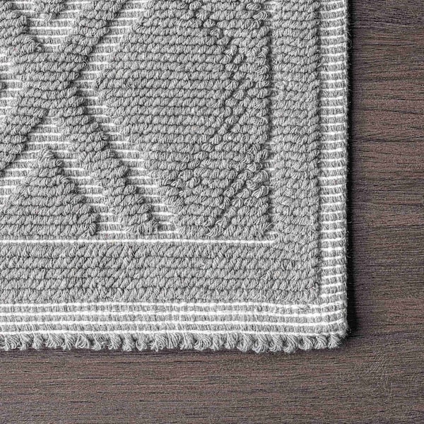 Nuloom Sheridan Textured Diamond Trellis Bath Mat 1ft 5in x 2ft - PSKO01A-1502
