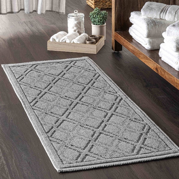 Nuloom Sheridan Textured Diamond Trellis Bath Mat 2ft 2in x 3ft 9in - PSKO01A-22039