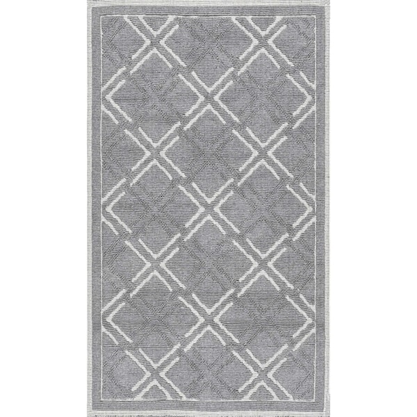 Nuloom Sheridan Textured Diamond Trellis Bath Mat 2ft 2in x 3ft 9in - PSKO01A-22039