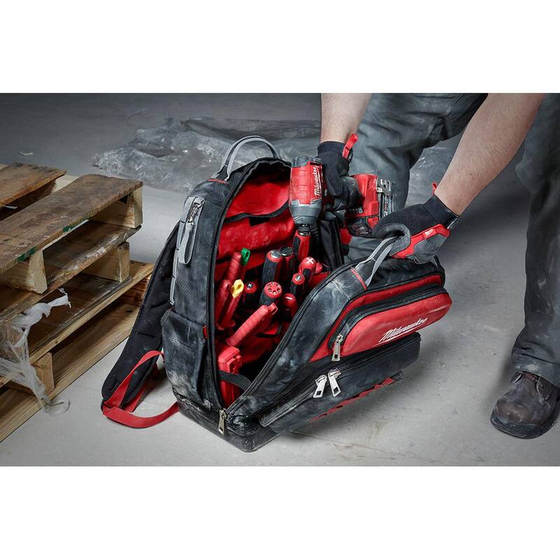 Milwaukee 15 in. Ultimate Jobsite Backpack with FASTBACK Stainless Steel Spring Assisted Folding Knife (2-Piece) - 48-22-8201-48-22-1530