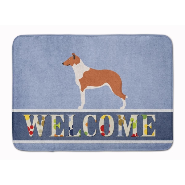 Carolines Treasures Smooth Collie Welcome Machine Washable Memory Foam Mat - BB8342RUG