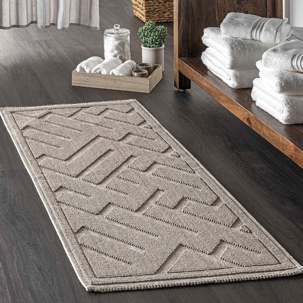 Nuloom Hudson Abstract Maze Bath Mat 1ft 5in x 2ft - PSKO02C-1502