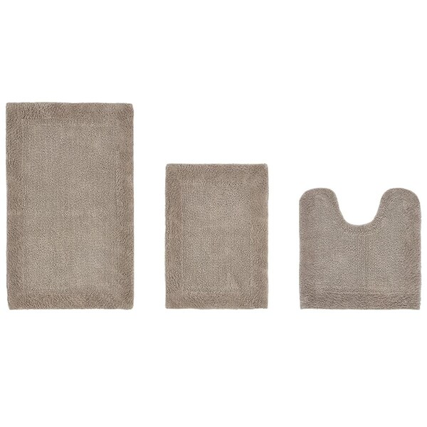 Better Trends Edge Collection 100% Cotton 3 Piece Set 17' x 24' | 20' x 20' | 21' x 34' Bath Rug Set in Sand - BAEG3PC172021SD