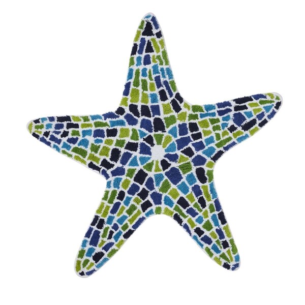 Better Trends Ocean Collection 100% Cotton 36' Star Bath Rug in Mosaic - BAOC3636SFH