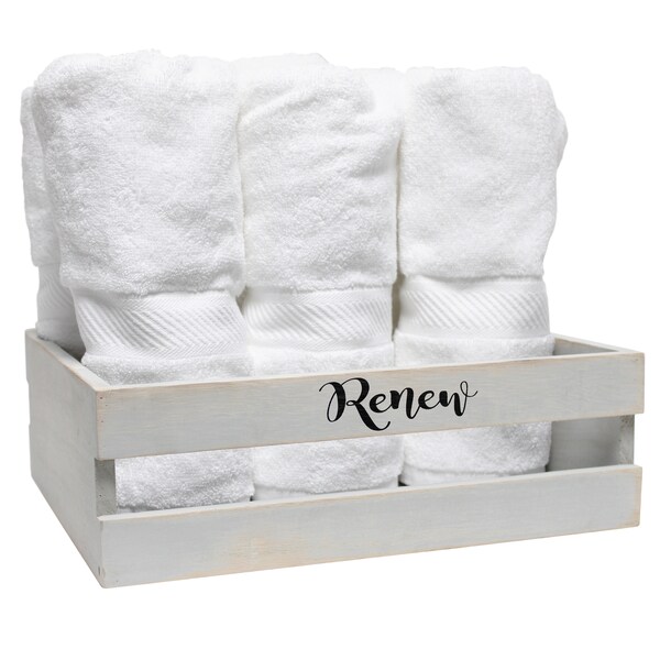 Elegant Designs Three Piece Decorative Wood Bathroom Set, Small, Inspirational - HG3100-GIN