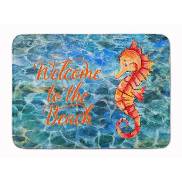 Carolines Treasures Seahorse Welcome Machine Washable Memory Foam Mat - BB8519RUG