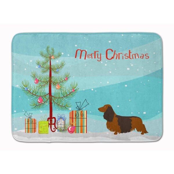 Carolines Treasures Longhaired Dachshund Christmas Machine Washable Memory Foam Mat - BB8449RUG