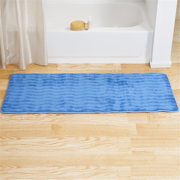 Lavish Home 24 x 60 in. Extra Long Memory Foam Bath MatBlue - 67-11-B