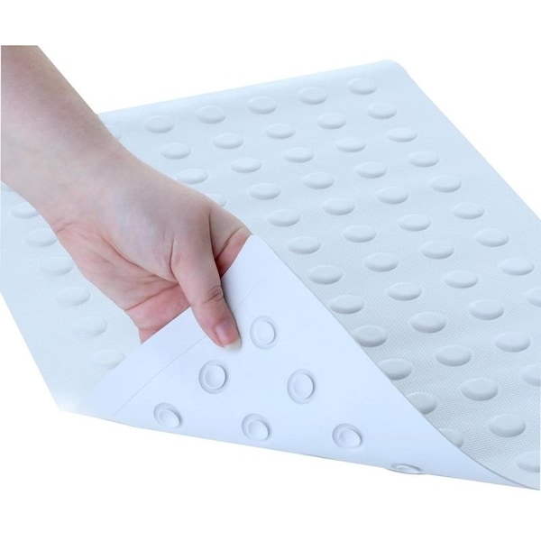 Slipx Solutions 0 Safety Bath Mat with Microban, 22 in L, 14 in W, Rubber Mat Surface, White - 6401