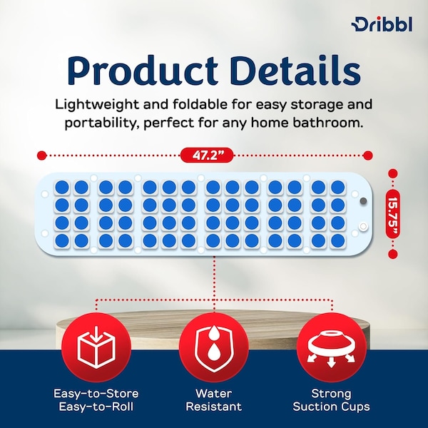 Dribbl Electric Bubble Massage Mat, Waterproof Spa Mat for Bath, Heated, Remote Control, 6 Speeds - DRIBHOSPABB