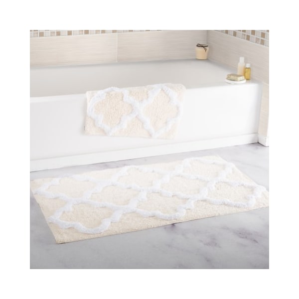 Hastings Home Hastings Home 100 Percent Cotton 2 Piece Trellis Bathroom Mat Set - Bone - 230649XVQ