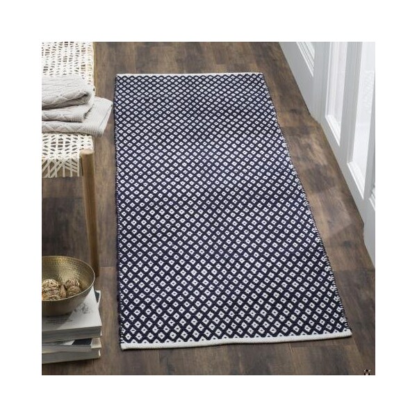 Safavieh 3 x 5 ft. Small Rectangle Boston Hand Woven Bath Mats- Navy - BOS685D-3