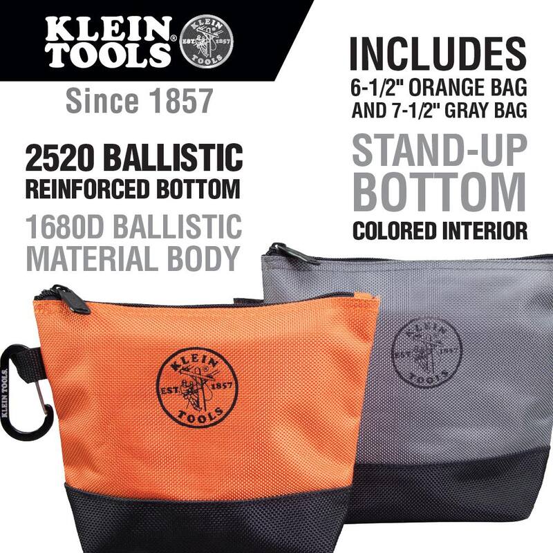Klein Tools 9 in. Stand-Up Zipper Tool Bag (2-Pack) - 55470