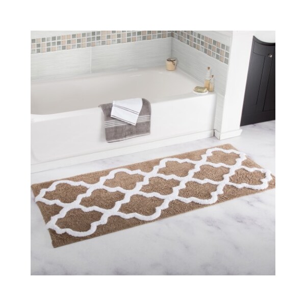 Hastings Home Hastings Home 100 Percent Cotton Trellis Bathroom Mat - 24x60 inches - Taupe - 113926MGV