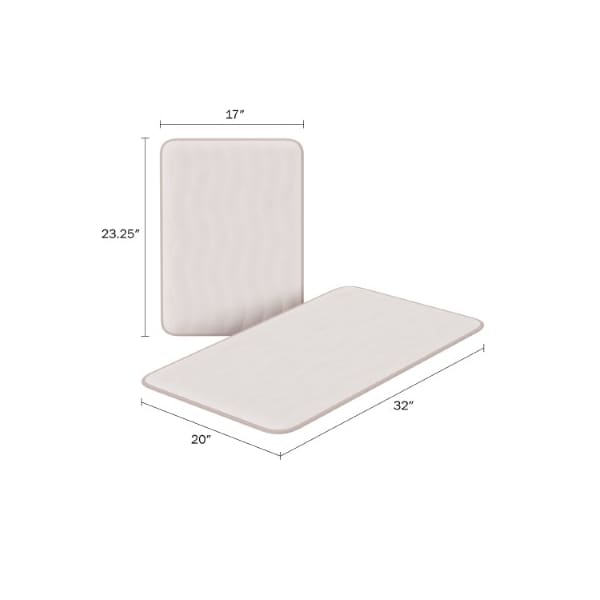 Hastings Home 2-piece Bathroom Rug Set, Memory Foam Mats, Wavy Microfiber Non-Slip Absorbent Runner, Ivory - 211144AEV