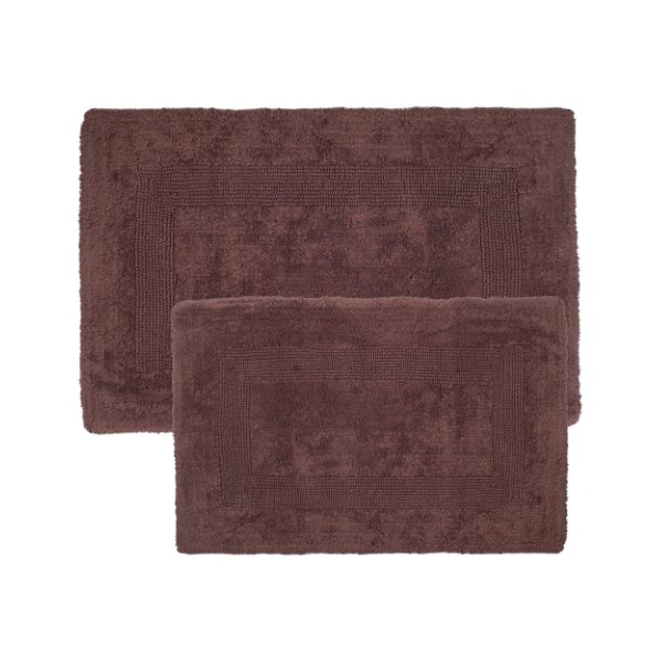Hastings Home Set of 2 100-percent Cotton Bathmat Reversible, Soft, Absorbent Bathroom Rugs, Chocolate - 544969CLF