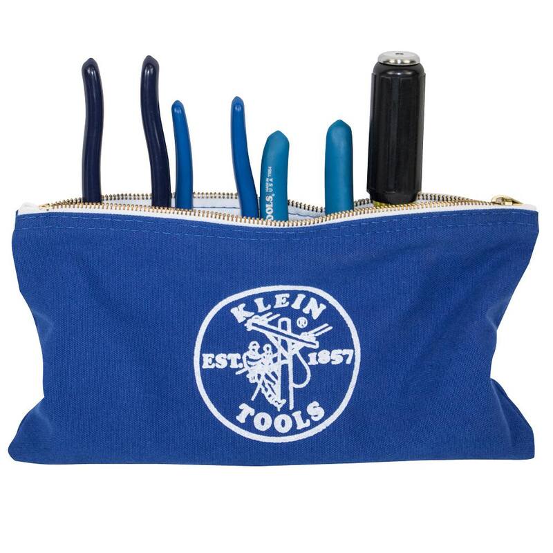 Klein Tools Zipper Bags, Canvas Tool Pouches Olive/Orange/Blue/Yellow, 4-Pack - 5140