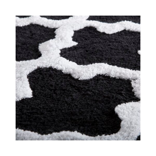 Hastings Home Hastings Home 100 Percent Cotton 2 Piece Trellis Bathroom Mat Set - Black - 429302NWJ
