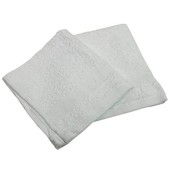R & R Textile Wash Cloth, 12x12 In, White, PK12, Weight: 1 lb. per Dozen - 61250