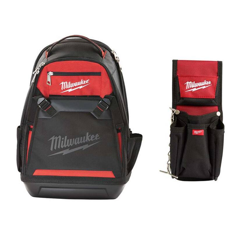 Milwaukee 10 in. Jobsite Backpack with 7-Pocket Compact Utility Pouch - 48-22-8200-48-22-8118