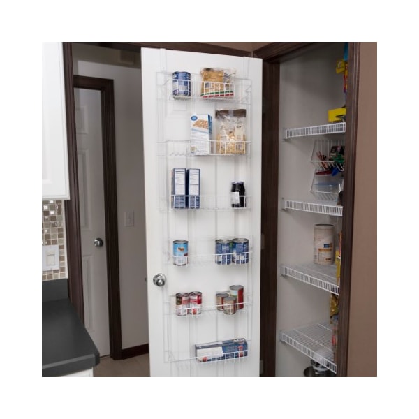Hastings Home Hastings Home Hanging Storage Rack, Metal Over the Door Shelving for Pantry, Kitchen, Bathroom, White - 223219KKW