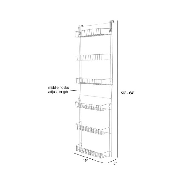 Hastings Home Hastings Home Hanging Storage Rack, Metal Over the Door Shelving for Pantry, Kitchen, Bathroom, White - 223219KKW