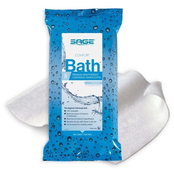 Comfort Bath Premium Heavyweight Comfort Bath Cleansing Washcloths, Heavyweight, Soft Pack, 8PK - 7900