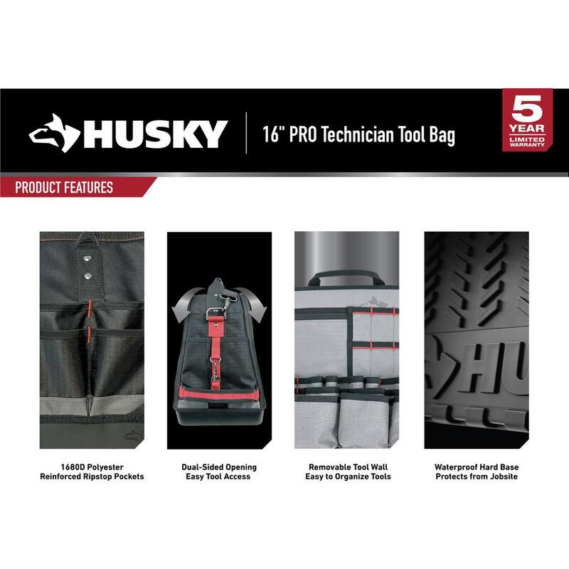 Husky Heavy-Duty 16 in. PRO Technician Tool Bag - H-68006
