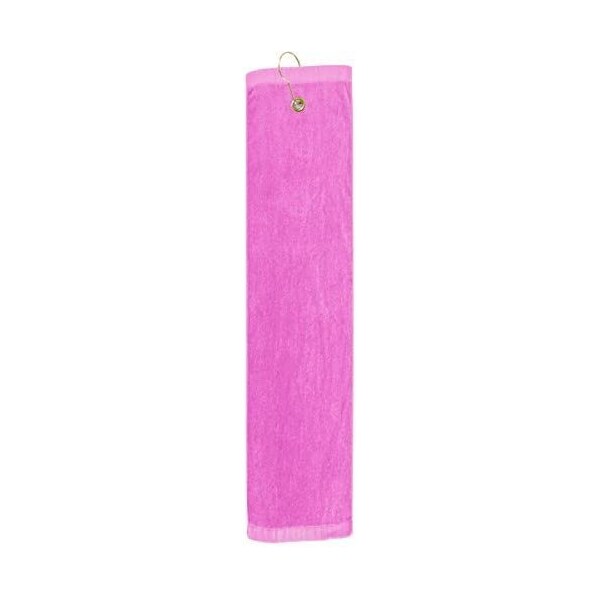 Towelsoft Premium 16 inch x 26 inch Velour Golf Towel with Tri-fold Hook & Grommet Placement-Hot Pink - GOLF-GV1201TR-HPNK