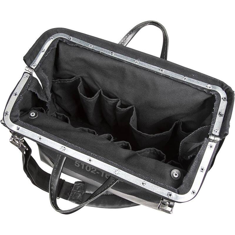Klein Tools Deluxe Tool Bag, Black Canvas, 13 Pockets, 16-Inch - 510216SPBLK