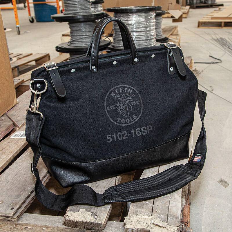 Klein Tools Deluxe Tool Bag, Black Canvas, 13 Pockets, 16-Inch - 510216SPBLK