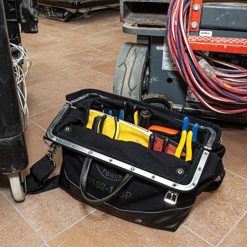 Klein Tools Deluxe Tool Bag, Black Canvas, 13 Pockets, 16-Inch - 510216SPBLK