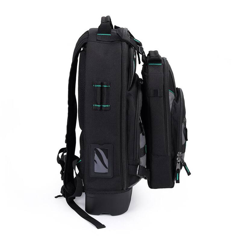 Commercial Electric 14.37 in. W 27 Total Pockets Black Fabric Electrical and HVAC Technician's Backpack with Pockets (1 Each) - CE191108