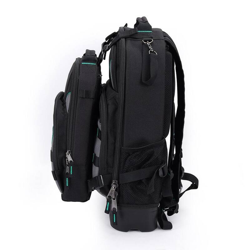 Commercial Electric 14.37 in. W 27 Total Pockets Black Fabric Electrical and HVAC Technician's Backpack with Pockets (1 Each) - CE191108