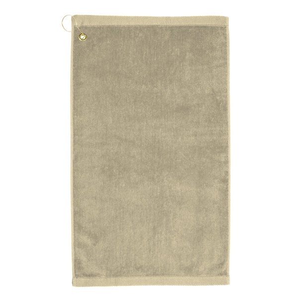 Towelsoft Premium 16 inch x 26 inch Velour Golf Towel with Corner Hook &Grommet Placement-Beige - GOLF-GV1201CL-BEG