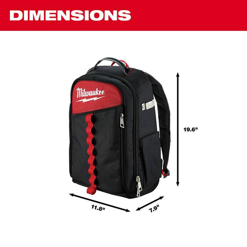 Milwaukee 14 in. Low Profile Backpack with Multi-Size Zipper Tool Bags in Red (3-Pack) - 48-22-8202-48-22-8183